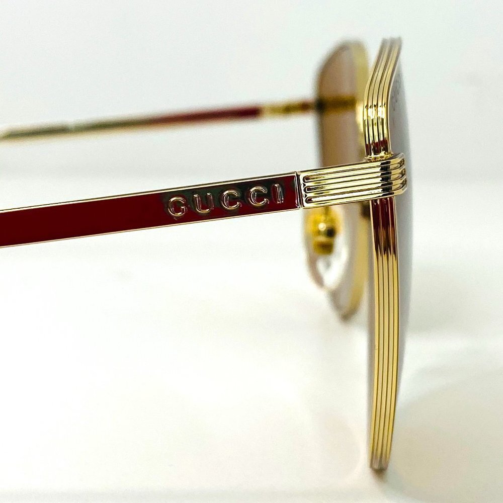 NWT Gucci GG0807SA-002 Gold Oversized 58mm Sunglasses - Picture 7 of 11